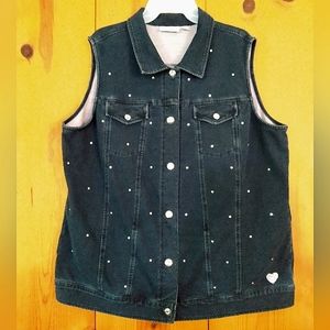 Quacker Factory DreamJeannes Rhinestone Sleeveless Jacket